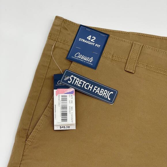 NWT Roundtree & Yorke Khaki Flat Front Shorts Size 42 - Picture 2 of 4